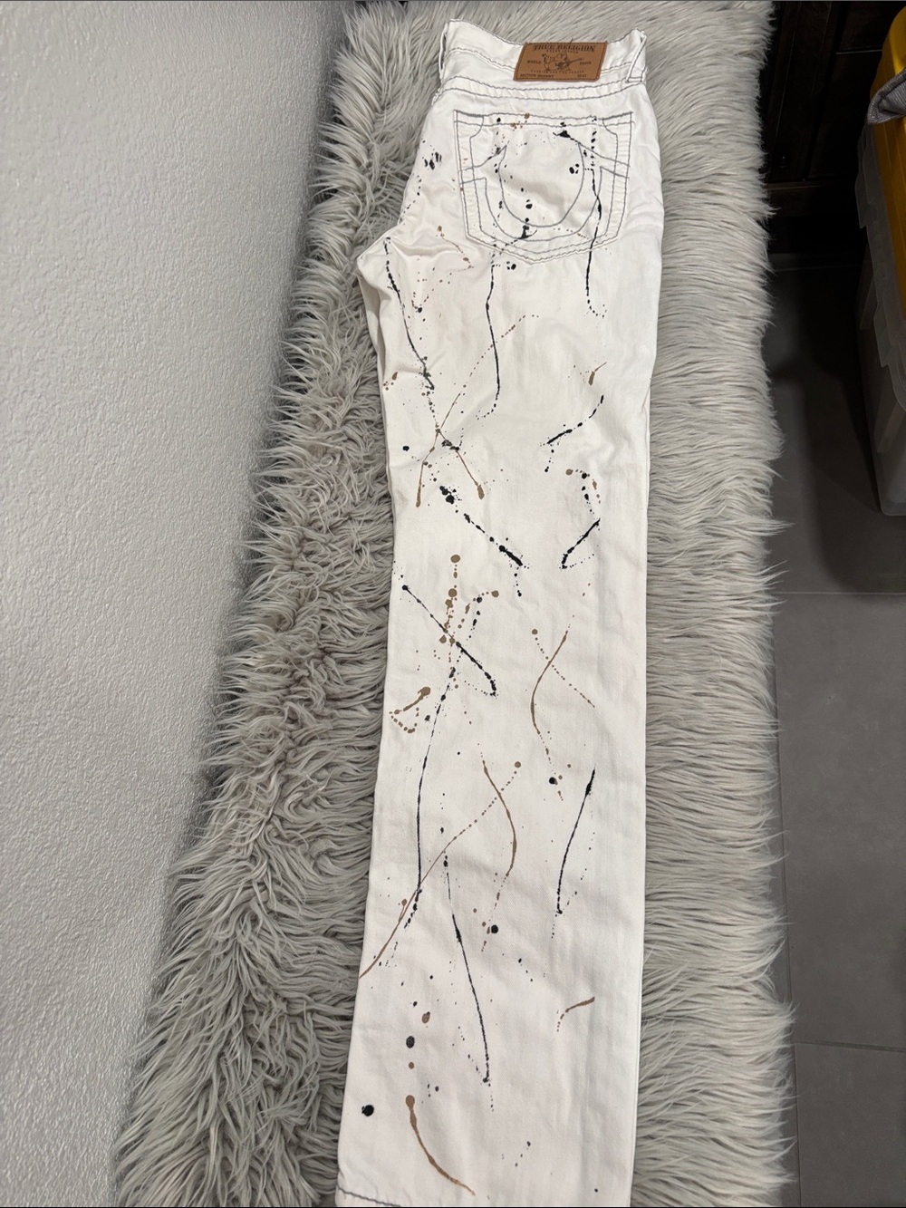 True Religion White Paint-Splatter Jeans
